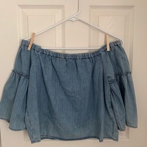 Madewell Chambray off shoulder chambray blouse